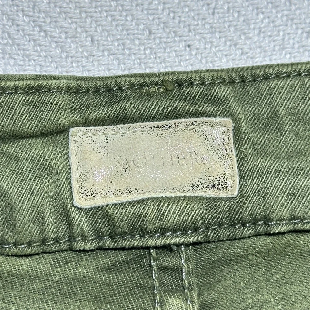 Mother High Waisted Looker Ankle Fray Jeans Womens 28 Stretch Military Green